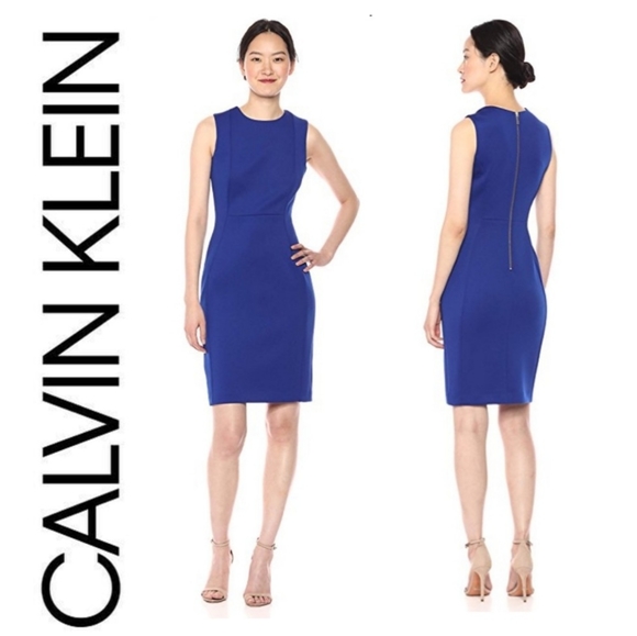 calvin klein royal blue sheath dress